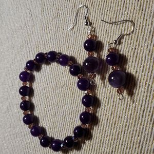 Handmade stretch bracelet and earrings